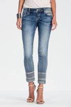  Embroidered Frayed Bottom Jeans