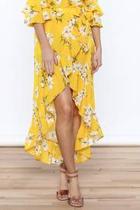  Bright Yellow Floral Skirt