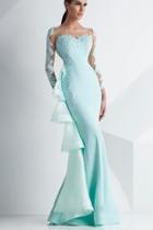  Illusion Sleeve Gown