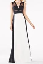  Black & Off-white Evening Gown