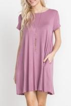 Solid Pocket Dress