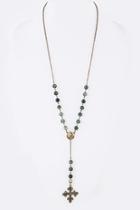  Stone Beads Cross-necklace