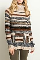  Cowl Stripe Sweater