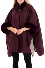  Fur Trimmed Hooded-poncho