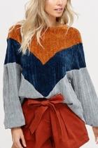  Chenille Coolor-block Sweater