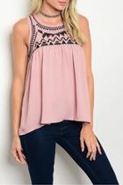  Mauve Embroidery Top