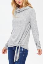  Ultra Soft Cowl Neck Knot Detail Sweater