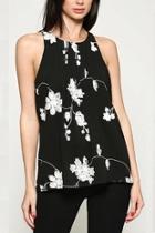  Embroidered Chiffon Top