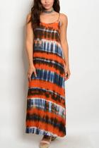 Orange Tye-dye Maxi Dress