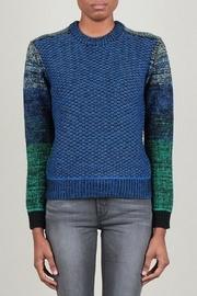  Blue-green Round-neck Sweater