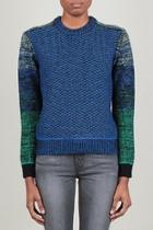  Blue-green Round-neck Sweater