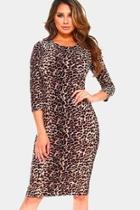  Basic-leopard Print-midi Bodycon-dress
