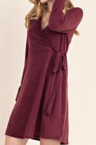  Faux Wrap Sweater Dress