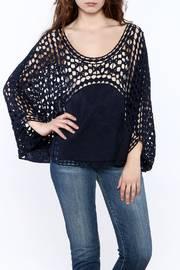  Navy Crochet Popover Top