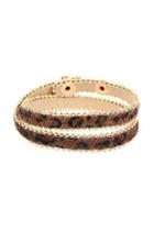  Leopard-leather Nylon-stitched Wrap-bracelet