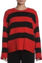  Distressed Striped Sweater
