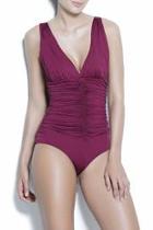  Red Ruched One Piece