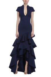  Short-sleeve Ruffled Gown
