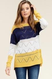  Pointelle Striped Sweater