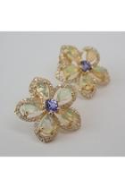  Opal Tanzanite Diamond Stud Flower Earrings