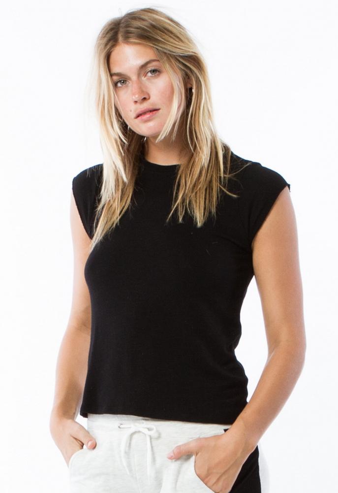 Monrow Top With Ruffle Cap Sleeve