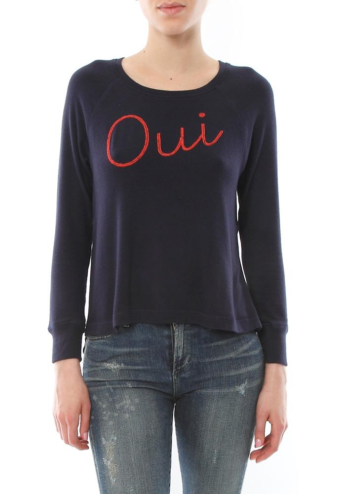 Sundry Oui Sweater Knit Open Side Long Sleeve Pullover