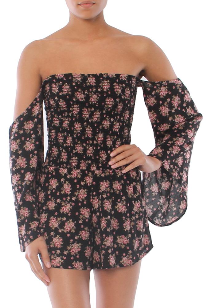 Blue Life Printed Smocking Romper