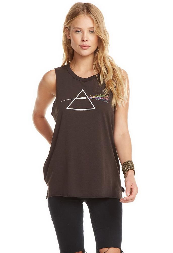 Chaser Pink Floyd Rainbow Splatter Vintage Jersey Hi Lo Muscle Tee