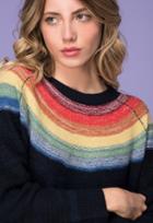 27 Miles Malibu Glenda Long Sleeve Pullover With Rainbow Graphic