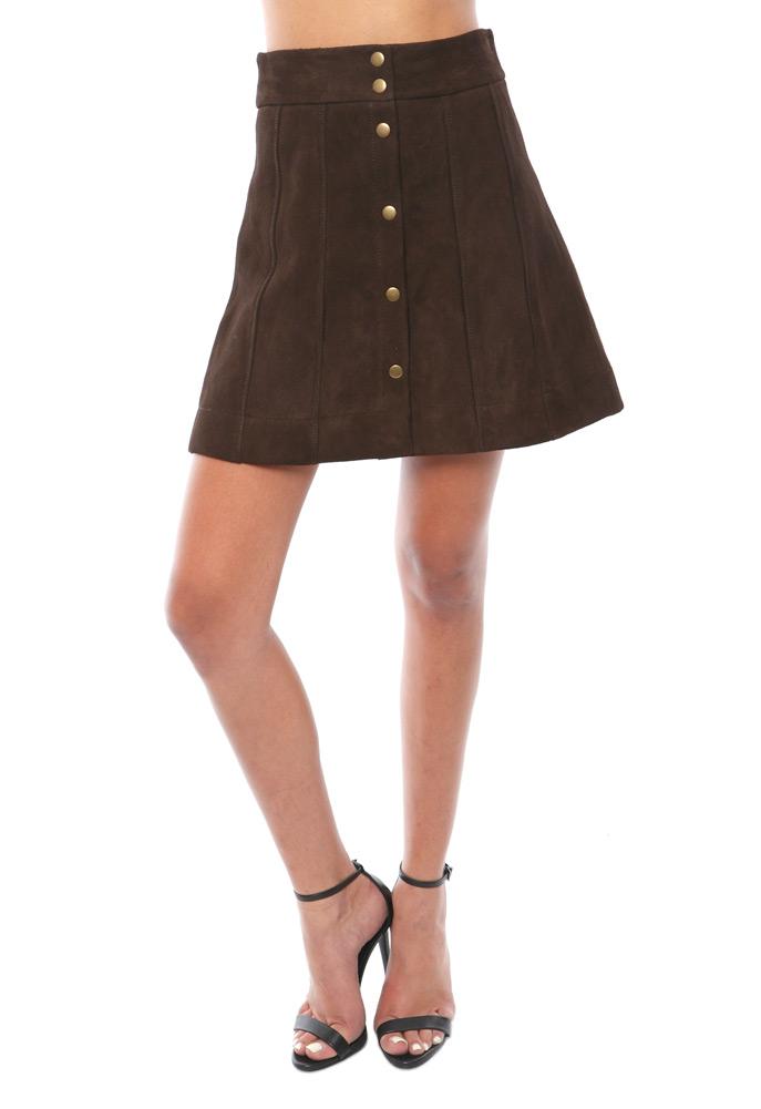 Frame Denim Le Paneled Suede Mini Skirt