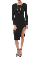 Donna Mizani Lace Up Midi Slit Dress