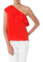 Rebecca Taylor One Shoulder Silk Top