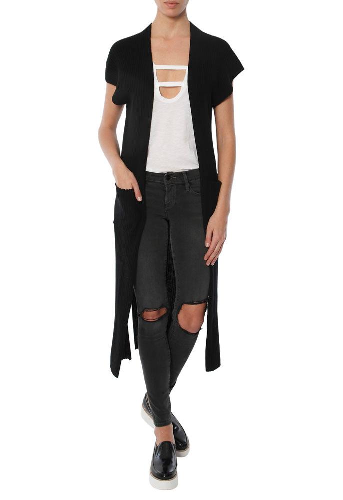 Autumn Cashmere Ribbed Open Maxi Cardigan
