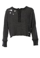 Monrow Oversized Henley With Embroidered Stars