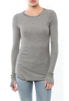 Michael Lauren Crane Long Sleeve Fitted Tee With Back Stripe