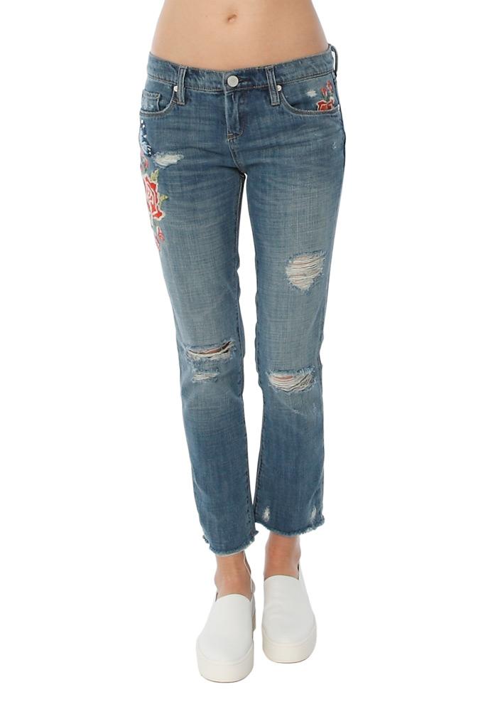 Blank Nyc Crop Embroidered Girlfriend Jean