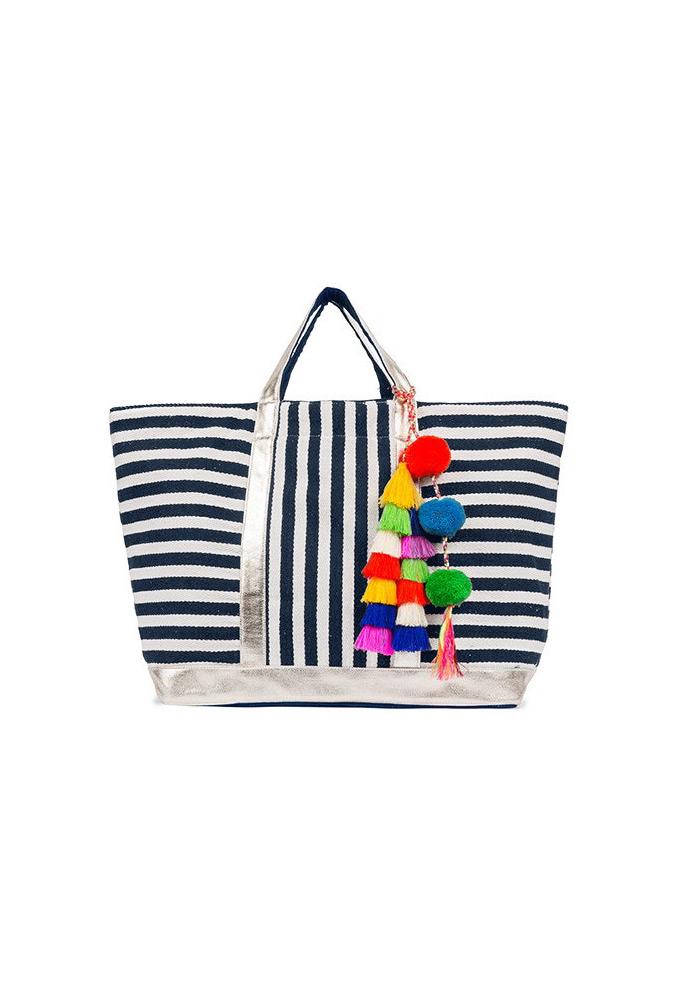 Jadetribe Nautical Stripe Tassel Tote