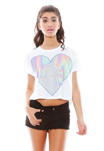 Fresh Tops Hologram Love Crop Top