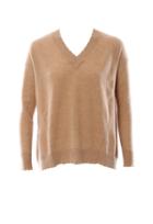 Minnie Rose Pleat Back V Neck Sweater