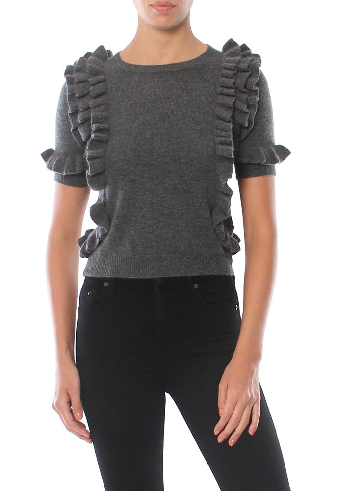 Minnie Rose Cashmere Ruffle Sweater