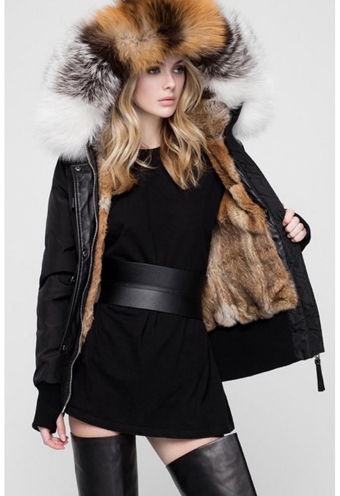 Nicole Benisti I Am Fordham Intarsia Fur Lined Bomber Jacket | LookMazing