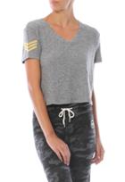 Monrow V Neck Tee With Military Patch