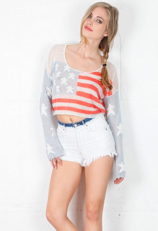 Wildfox Born On The Fourth Of July Billy Cropped Sweater