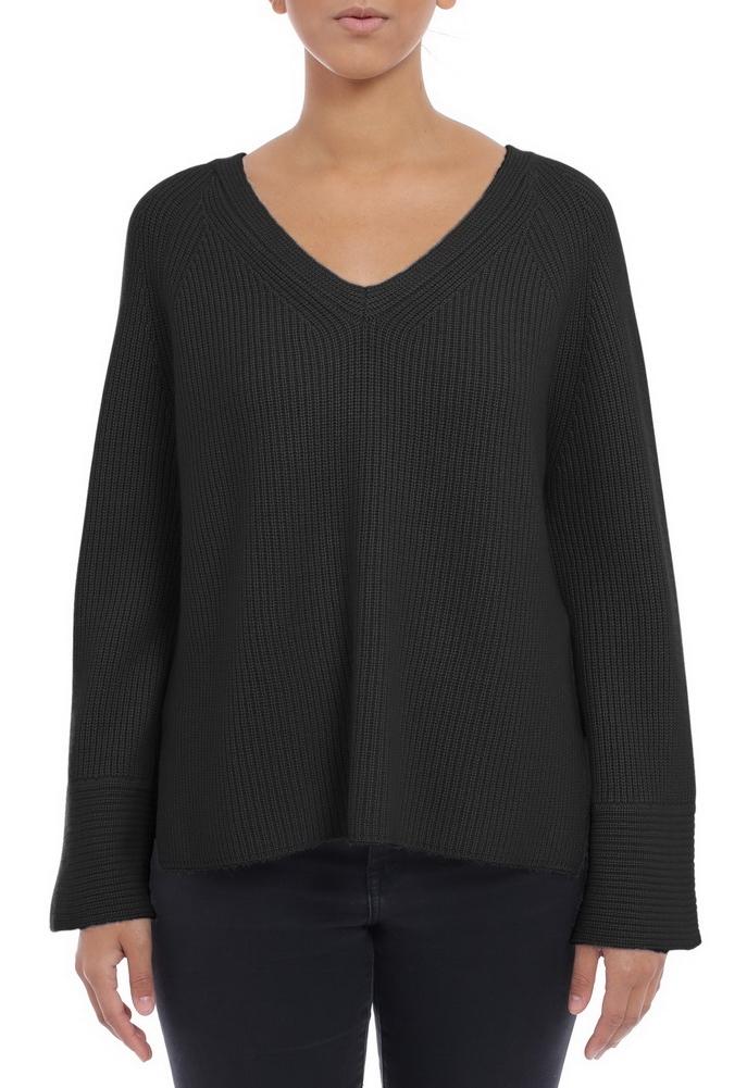 Minnie Rose Cashmere Long Sleeve V Neck Sweater