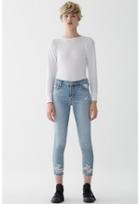 Agolde Sophie Crop Jean With Chewed Hem And Waistband