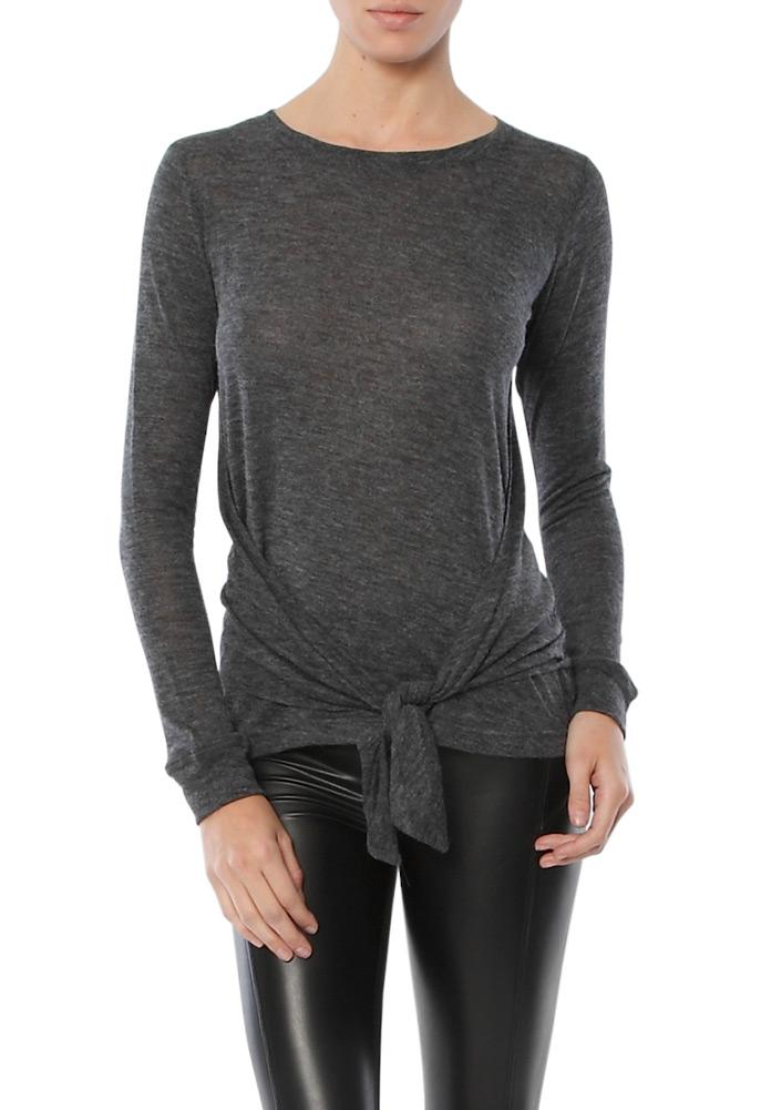 David Lerner Tie Front Long Sleeve Tee