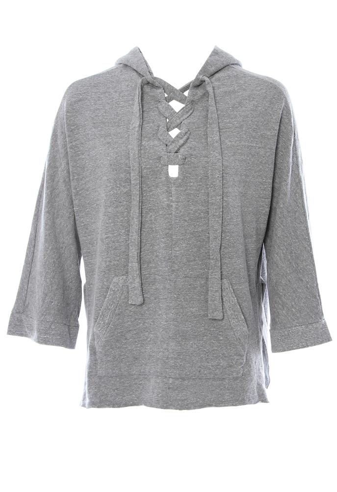 Monrow Hooded Lace Up Poncho