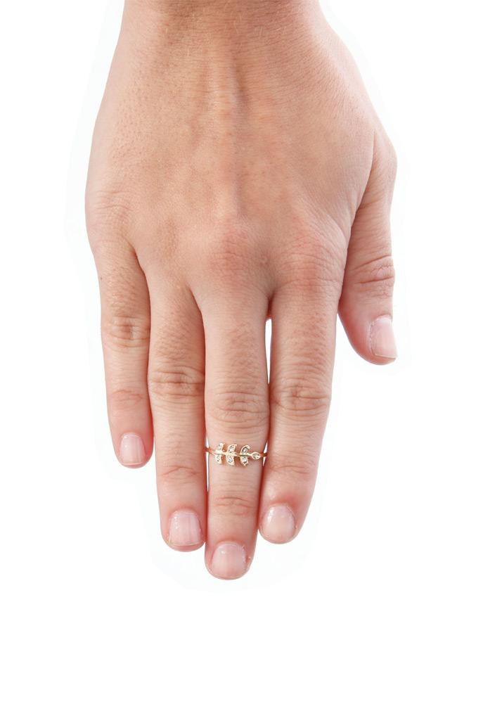 Gemelli Pave Leaf Midi Ring