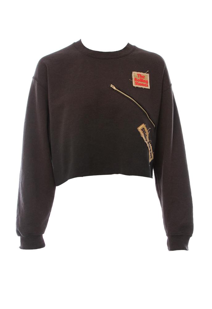 Madeworn The Rolling Stones Zip Cropped Sweatshirt