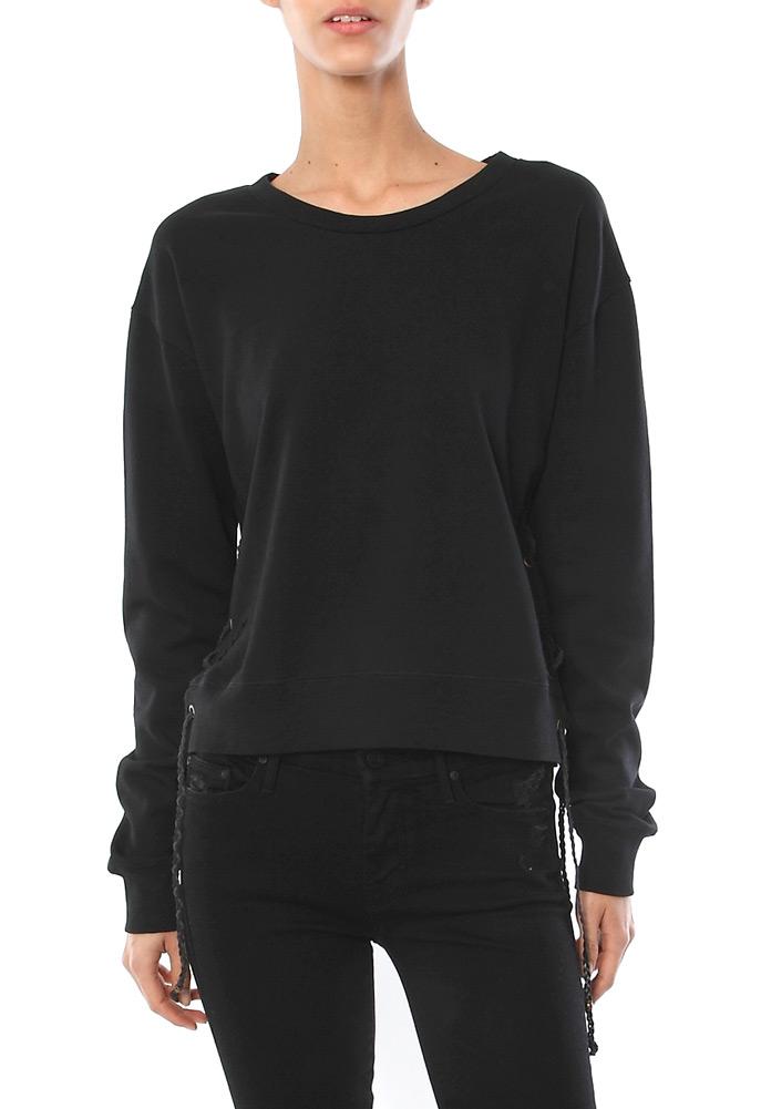 Ragdoll Los Angeles Lace Up Cropped Sweatshirt